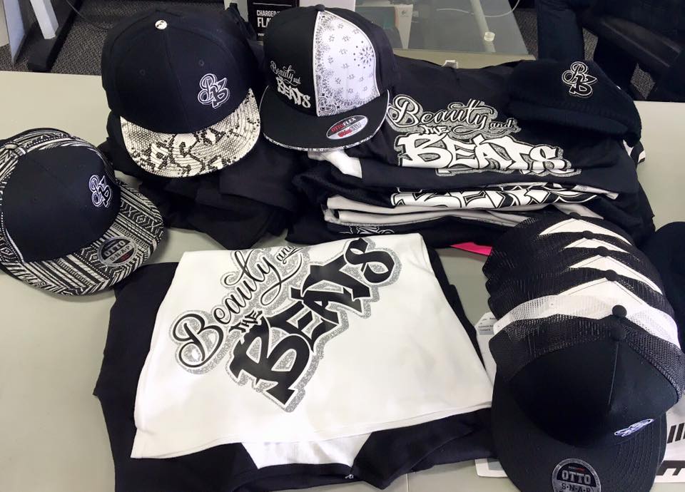 Beauty and the Beats branded hats and shirts