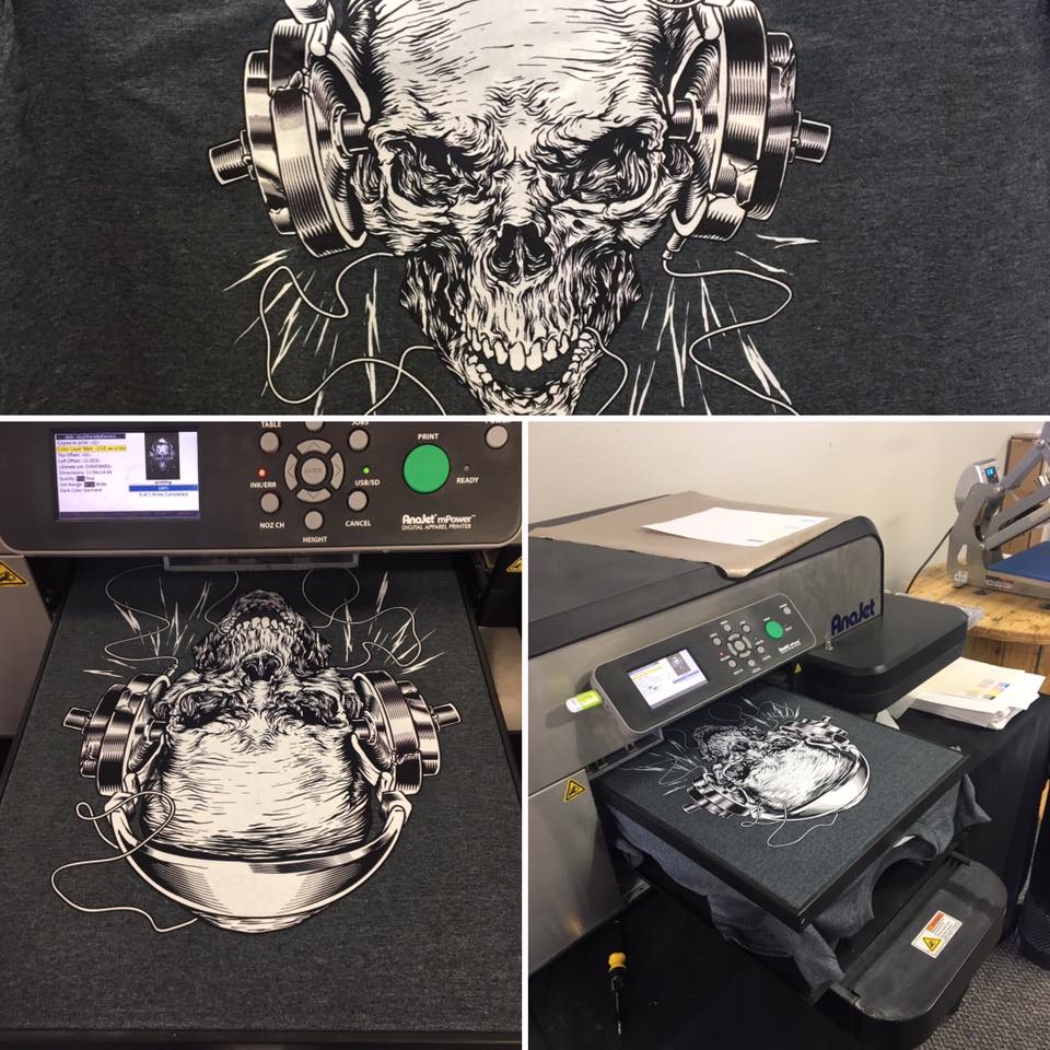 Detailed skull artwork printed on a dark shirt